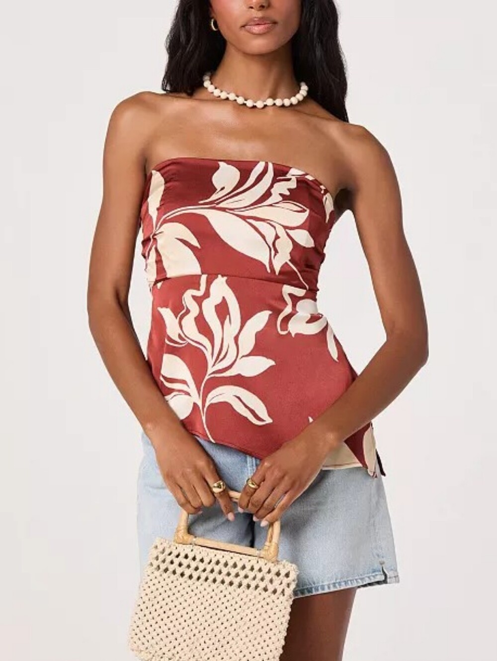 ASTR Annabeth Satin Strapless Top NWOT